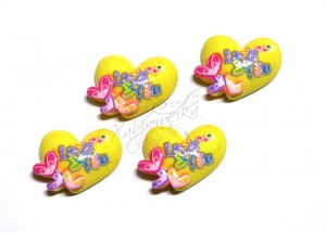 Серединка "Серце", 2*1,6 см ЖОВТЕ